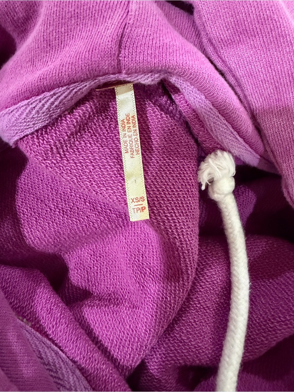 Free People Fuchsia Knit Hoodie with White Drawstring